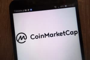KONSKIE, POLAND - SEPTEMBER 06, 2018 CoinMarketCap logo displayed on a modern smartphone. Source; shutterstock.com