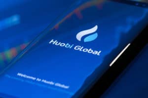 KYRENIA, CYPRUS - SEPTEMBER 21, 2018 Huobi Global mobile app running on smartphone. Huobi - one of the largest cryptocurrency exchange on the market.