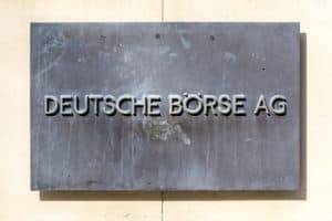 FRANKFURT, GERMANY - MARCH 29, 2014: sign deutsche Bourse AG - German stock exchange in front of stock exchange in Frankfurt, Germany. Frankfurt Stock exchange is the most important in Germany. Source: shutterstock.com