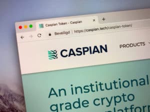 Amsterdam, the Netherlands - September 24, 2018 Website of Caspian, an cryptocurrency trading platform.