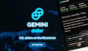 KYRENIA, CYPRUS - OCTOBER 5, 2018 Gemini webpage displayed on the smartphone screen. Gemini is a digital currency exchange and custodian that allows customers to buy, sell and store digital assets.