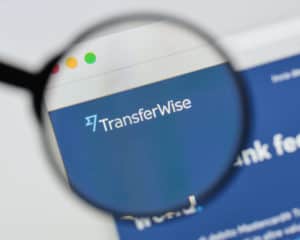 Milan, Italy - August 20, 2018 TransferWise website homepage. TransferWise logo visible.