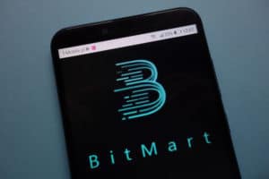 KONSKIE, POLAND - November 03, 2018 BitMart cryptocurrency exchange logo on smartphone