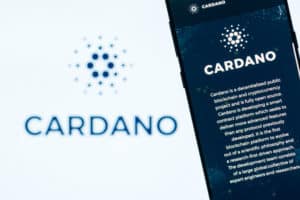 KYRENIA, CYPRUS - OCTOBER 8, 2018 Cardano website displayed on the smartphone screen. ADA is a decentralized, open source, public blockchain protocol and cryptocurrency project. - Image