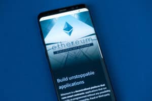 KYRENIA, CYPRUS - SEPTEMBER 8, 2018 Official website of Ethereum project displayed on the smartphone screen. Etherem is an open source public blockchain based distributed computing platform and OS - Image
