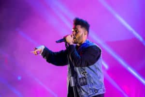 BENICASSIM, SPAIN - JUL 13 The Weeknd (Rhythm and blues music band) perform in concert at FIB Festival on July 13, 2017 in Benicassim, Spain. - Image